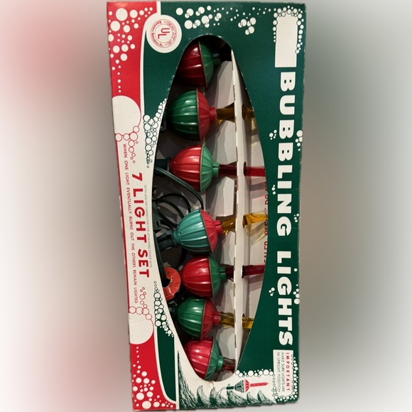 Set of 2 Vintage 60s Christmas Bubbling Lights by ACLA 7 Bubble Lite Set - Picture 4 of 5